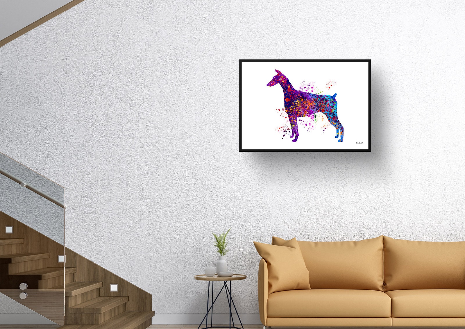 Doberman Watercolour Splash Print - Dog Inspired Framed & Unframed Wall Art 5 Doberman Watercolour Splash Print - Dog Inspired Framed & Unframed Wall Art - Image 4