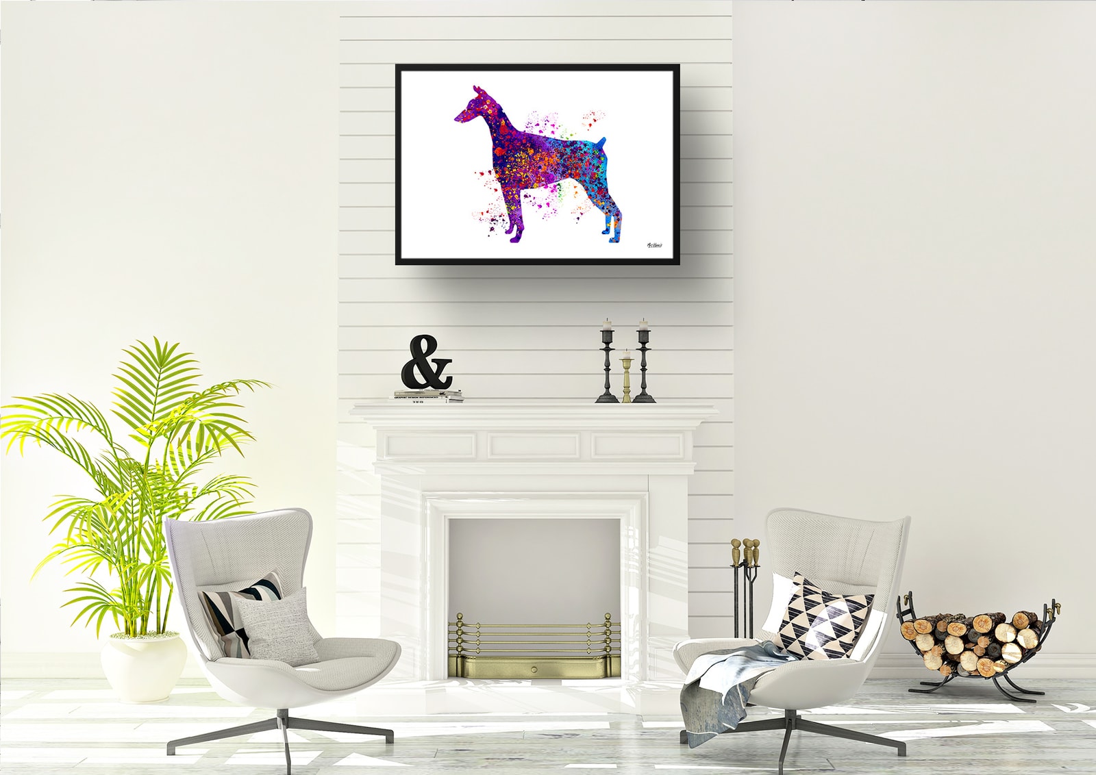 Doberman Watercolour Splash Print - Dog Inspired Framed & Unframed Wall Art 6 Doberman Watercolour Splash Print - Dog Inspired Framed & Unframed Wall Art - Image 5