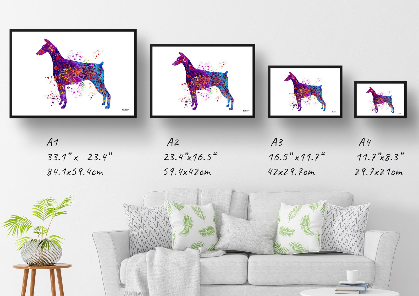 Doberman Watercolour Splash Print - Dog Inspired Framed & Unframed Wall Art 7 Doberman Watercolour Splash Print - Dog Inspired Framed & Unframed Wall Art - Image 6