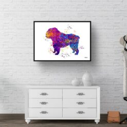 watercolour splash dogs english bulldog print landscape framed art print 40x28 hall