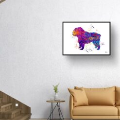 watercolour splash dogs english bulldog print landscape framed art print 40x28 living room