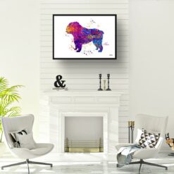 watercolour splash dogs english bulldog print landscape framed art print a4 office