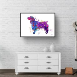 watercolour splash dogs english springer spaniel print landscape framed art print 40x28 hall