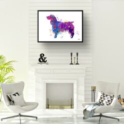 watercolour splash dogs english springer spaniel print landscape framed art print a4 office