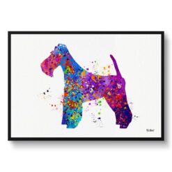 Fox Terrier Watercolour Splash Print - Dog Inspired Framed & Unframed Wall Art