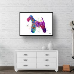watercolour splash dogs fox terrier print landscape framed art print 40x28 hall