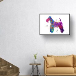 watercolour splash dogs fox terrier print landscape framed art print 40x28 living room