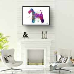 watercolour splash dogs fox terrier print landscape framed art print a4 office