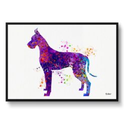 Great Dane Watercolour Splash Print - Dog Inspired Framed & Unframed Wall Art