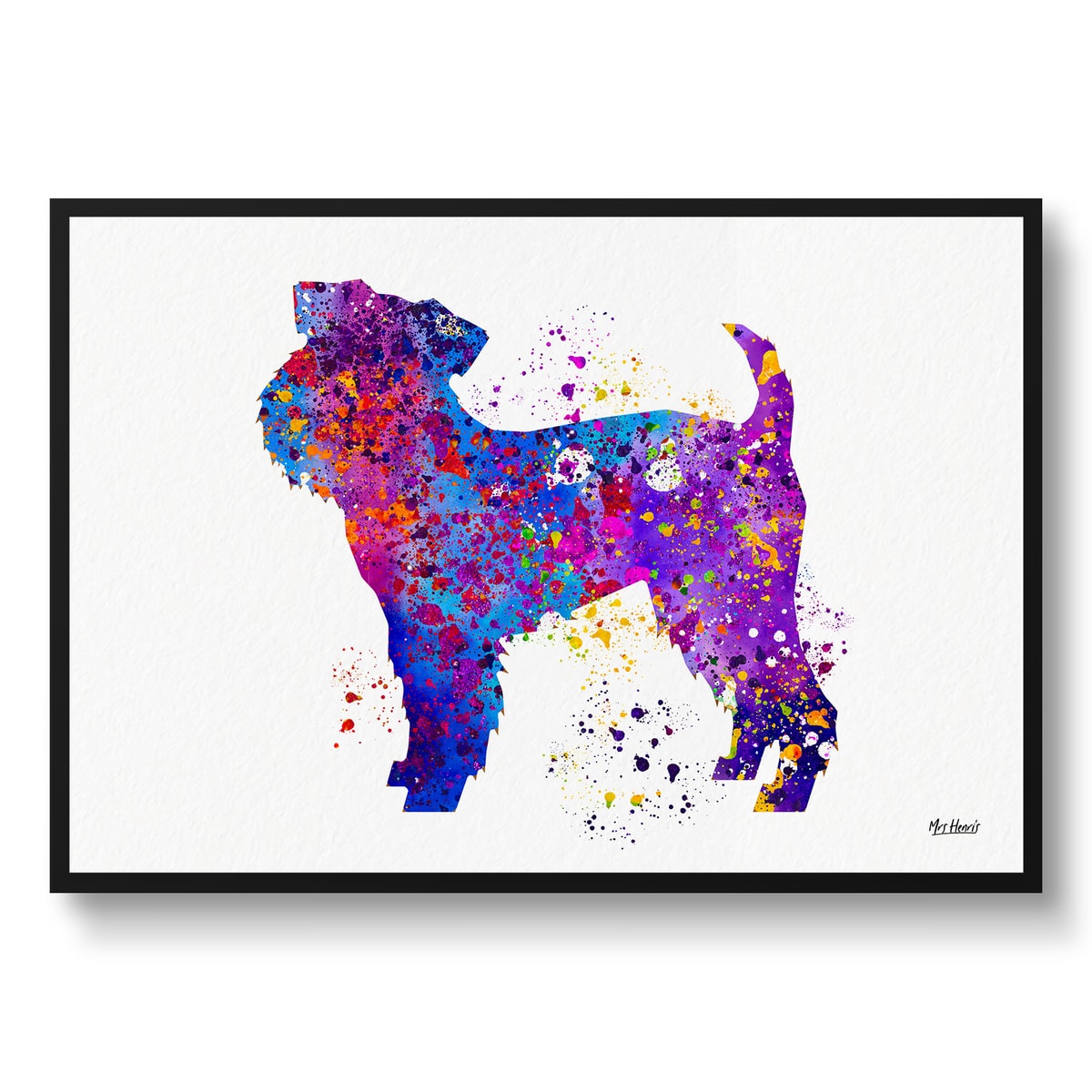 Griffon Bruxellois Watercolour Splash Print - Dog Inspired Framed & Unframed Wall Art 1 Griffon Bruxellois Watercolour Splash Print - Dog Inspired Framed & Unframed Wall Art