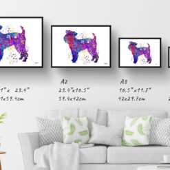 Griffon Bruxellois Watercolour Splash Print - Dog Inspired Framed & Unframed Wall Art 11 watercolour splash dogs griffon bruxellois print landscape framed art print size comparison