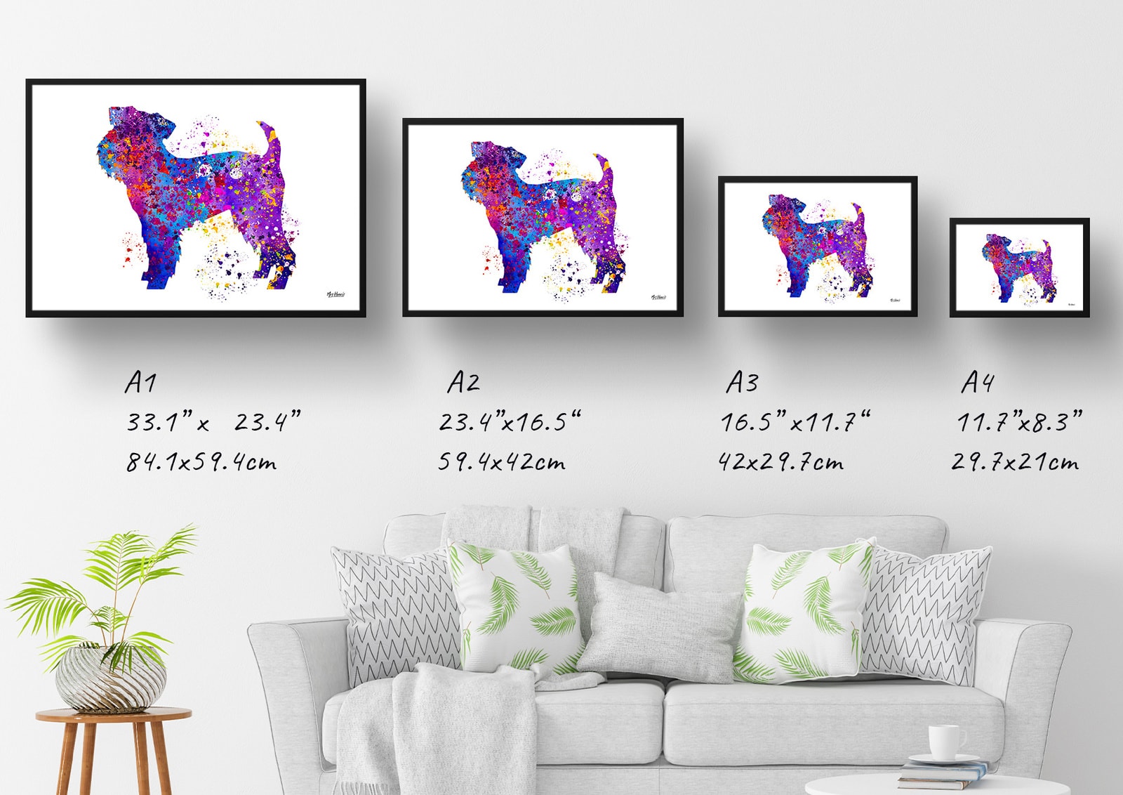 Griffon Bruxellois Watercolour Splash Print - Dog Inspired Framed & Unframed Wall Art 6 Griffon Bruxellois Watercolour Splash Print - Dog Inspired Framed & Unframed Wall Art - Image 6
