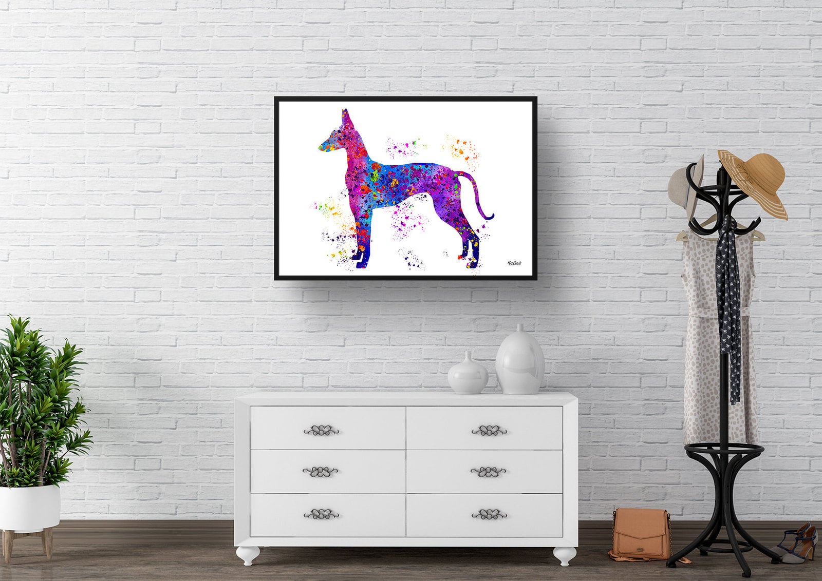 Ibizan Hound Watercolour Splash Print - Dog Inspired Framed & Unframed Wall Art 3 Ibizan Hound Watercolour Splash Print - Dog Inspired Framed & Unframed Wall Art - Image 3