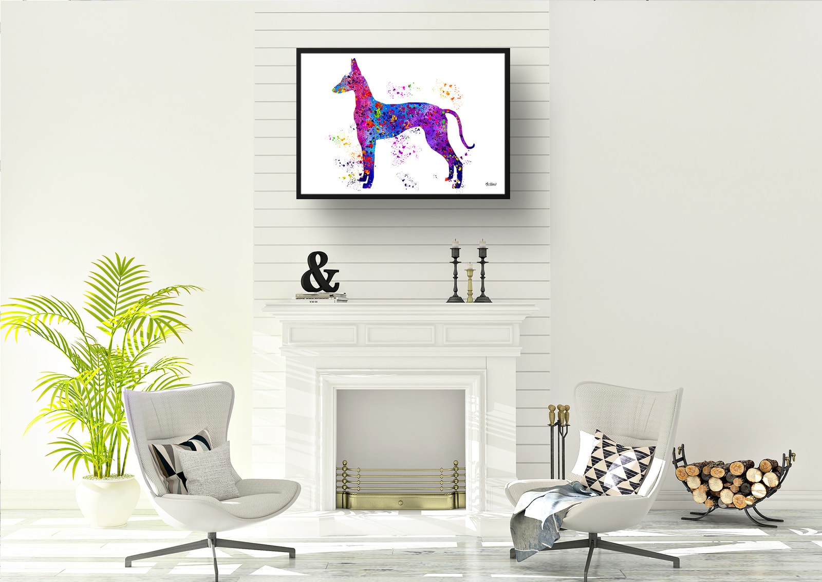 Ibizan Hound Watercolour Splash Print - Dog Inspired Framed & Unframed Wall Art 5 Ibizan Hound Watercolour Splash Print - Dog Inspired Framed & Unframed Wall Art - Image 5