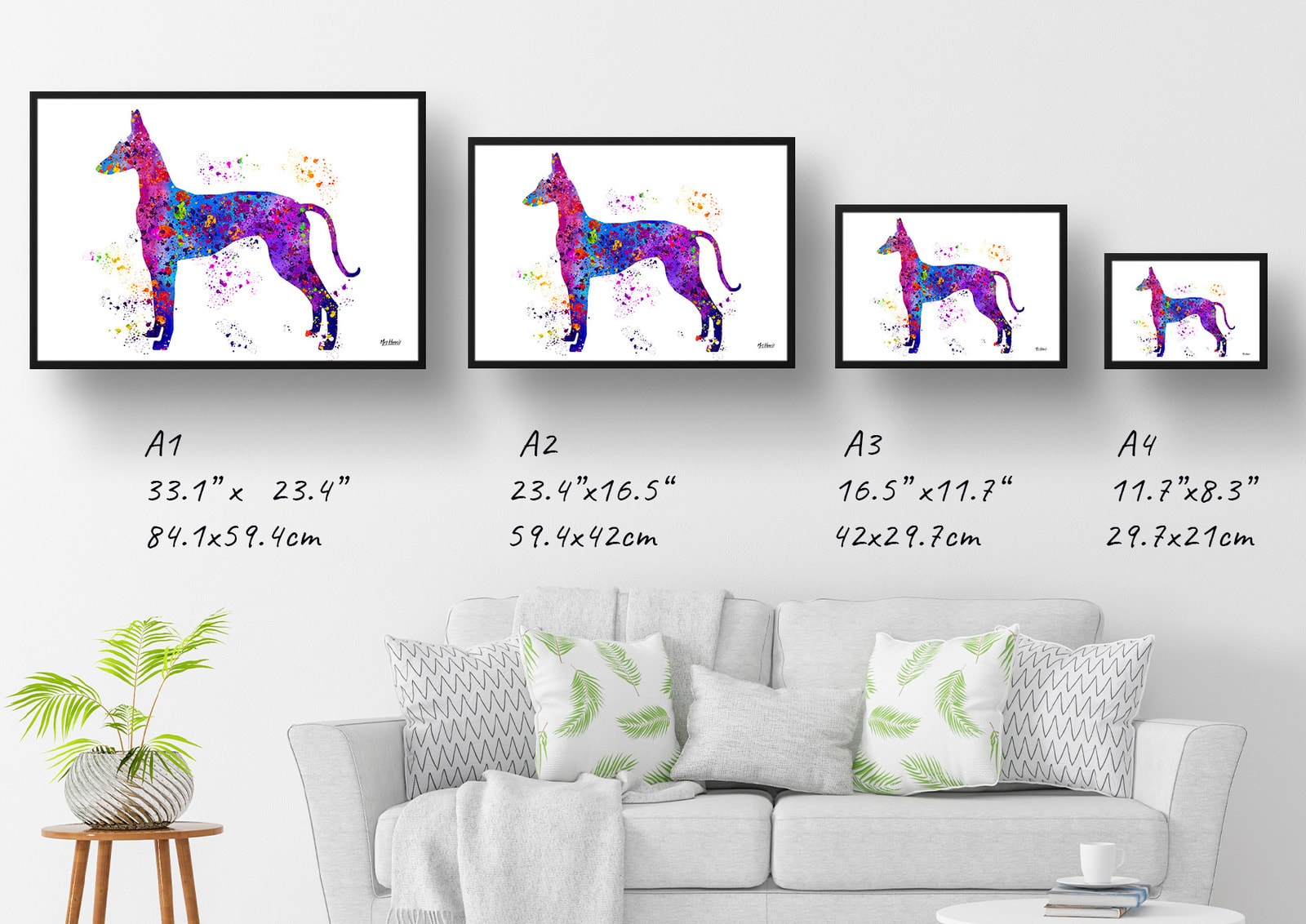 Ibizan Hound Watercolour Splash Print - Dog Inspired Framed & Unframed Wall Art 6 Ibizan Hound Watercolour Splash Print - Dog Inspired Framed & Unframed Wall Art - Image 6