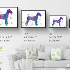 Irish Terrier Watercolour Splash Print - Dog Inspired Framed & Unframed Wall Art 11 watercolour splash dogs irish terrier print landscape framed art print size comparison