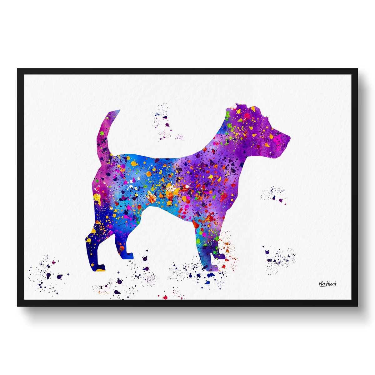 Jack Russell Watercolour Splash Print - Dog Inspired Framed & Unframed Wall Art 1 Jack Russell Watercolour Splash Print - Dog Inspired Framed & Unframed Wall Art