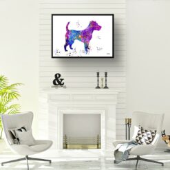 Jack Russell Watercolour Splash Print - Dog Inspired Framed & Unframed Wall Art 10 watercolour splash dogs jack russell print landscape framed art print a4 office