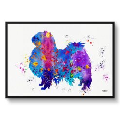 Japanese Chin Watercolour Splash Print - Dog Inspired Framed & Unframed Wall Art