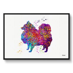 Japanese Spitz Watercolour Splash Print - Dog Inspired Framed & Unframed Wall Art