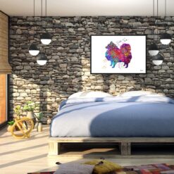 Japanese Spitz Watercolour Splash Print - Dog Inspired Framed & Unframed Wall Art 8 watercolour splash dogs japanese spitz print landscape framed art print 40x28 bedroom