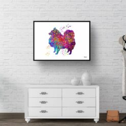 Japanese Spitz Watercolour Splash Print - Dog Inspired Framed & Unframed Wall Art 9 watercolour splash dogs japanese spitz print landscape framed art print 40x28 hall