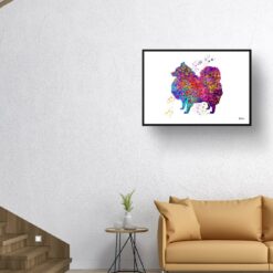 Japanese Spitz Watercolour Splash Print - Dog Inspired Framed & Unframed Wall Art 10 watercolour splash dogs japanese spitz print landscape framed art print 40x28 living room