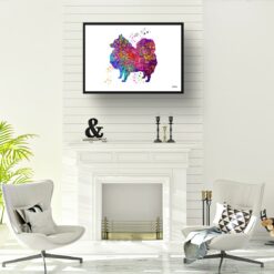 Japanese Spitz Watercolour Splash Print - Dog Inspired Framed & Unframed Wall Art 11 watercolour splash dogs japanese spitz print landscape framed art print a4 office