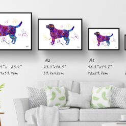 Labrador Retriever Watercolour Splash Print - Dog Inspired Framed & Unframed Wall Art 12 watercolour splash dogs labrador retriever print landscape framed art print size comparison
