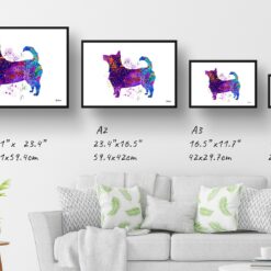 Lancashire Heeler Watercolour Splash Print - Dog Inspired Framed & Unframed Wall Art 11 watercolour splash dogs lancashire heeler print landscape framed art print size comparison