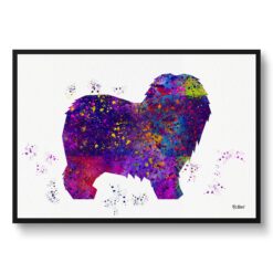 Old English Sheepdog Watercolour Splash Print - Dog Inspired Framed & Unframed Wall Art