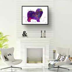 Old English Sheepdog Watercolour Splash Print - Dog Inspired Framed & Unframed Wall Art 10 watercolour splash dogs old english sheepdog print landscape framed art print a4 office