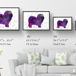 Old English Sheepdog Watercolour Splash Print - Dog Inspired Framed & Unframed Wall Art 11 watercolour splash dogs old english sheepdog print landscape framed art print size comparison