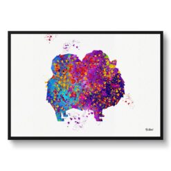 Pomeranian Watercolour Splash Print - Dog Inspired Framed & Unframed Wall Art