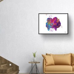 watercolour splash dogs pomeranian print landscape framed art print 40x28 living room
