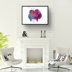 watercolour splash dogs pomeranian print landscape framed art print a4 office