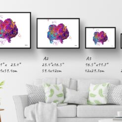watercolour splash dogs pomeranian print landscape framed art print size comparison