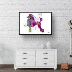 Poodle Watercolour Splash Print - Dog Inspired Framed & Unframed Wall Art 9 watercolour splash dogs poodle print landscape framed art print 40x28 hall