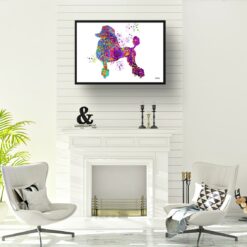 Poodle Watercolour Splash Print - Dog Inspired Framed & Unframed Wall Art 11 watercolour splash dogs poodle print landscape framed art print a4 office
