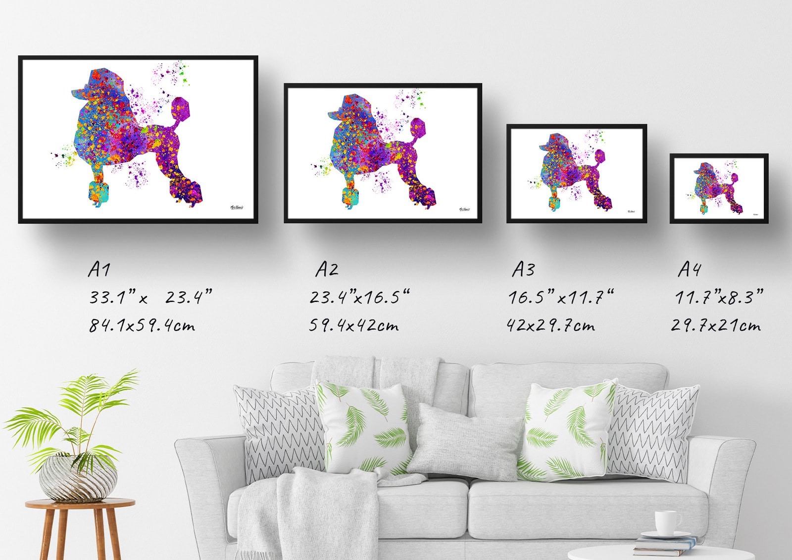 Poodle Watercolour Splash Print - Dog Inspired Framed & Unframed Wall Art 7 Poodle Watercolour Splash Print - Dog Inspired Framed & Unframed Wall Art - Image 6