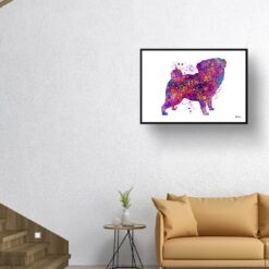 Pug Watercolour Splash Print - Dog Inspired Framed & Unframed Wall Art 10 watercolour splash dogs pug print landscape framed art print 40x28 living room