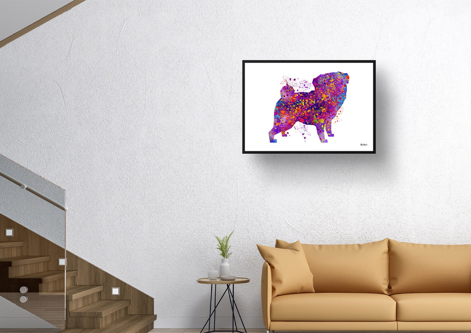 Pug Watercolour Splash Print - Dog Inspired Framed & Unframed Wall Art 5 Pug Watercolour Splash Print - Dog Inspired Framed & Unframed Wall Art - Image 4
