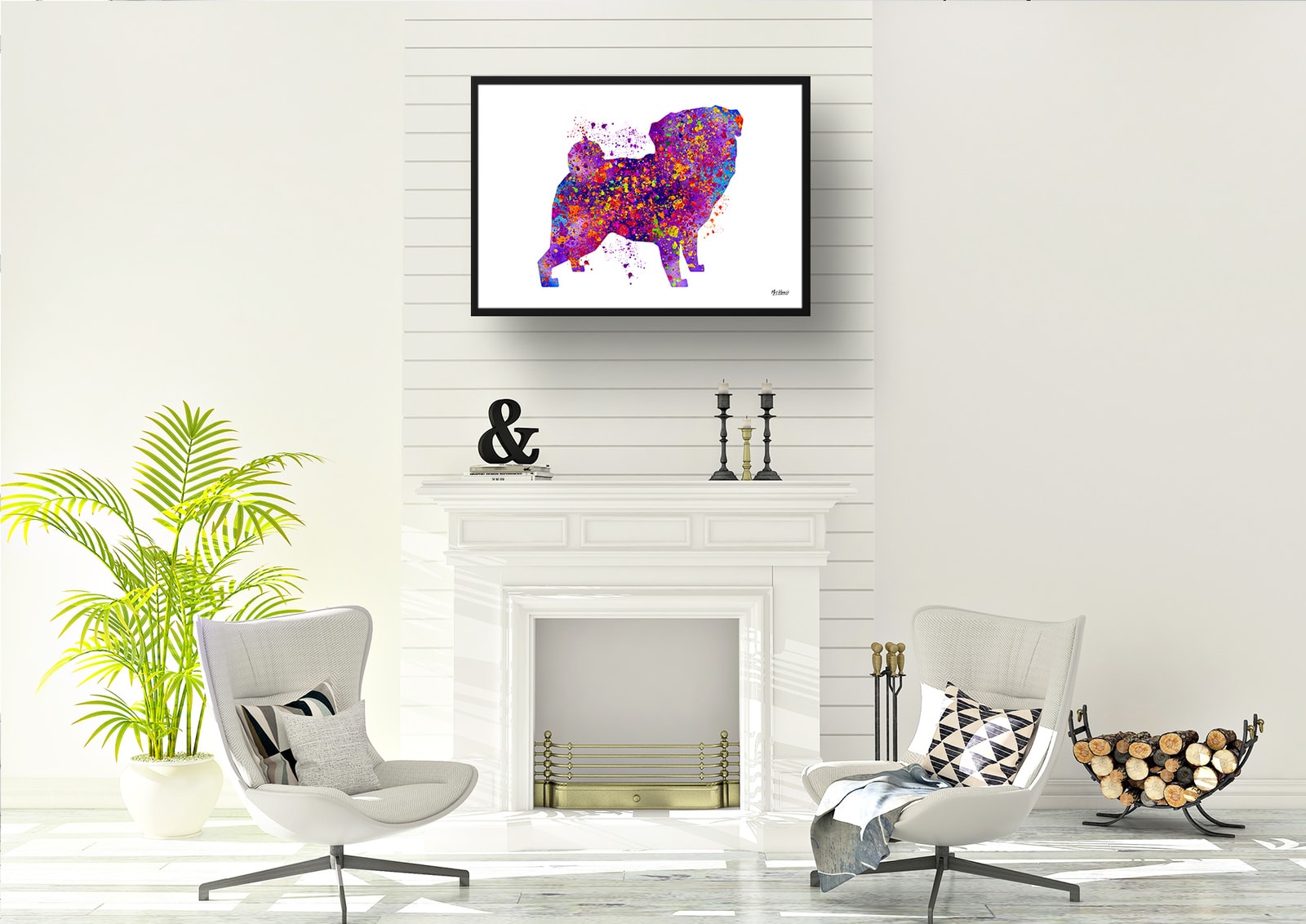 Pug Watercolour Splash Print - Dog Inspired Framed & Unframed Wall Art 6 Pug Watercolour Splash Print - Dog Inspired Framed & Unframed Wall Art - Image 5