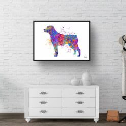 Rottweiler Watercolour Splash Print - Dog Inspired Framed & Unframed Wall Art 9 watercolour splash dogs rottweiler print landscape framed art print 40x28 hall