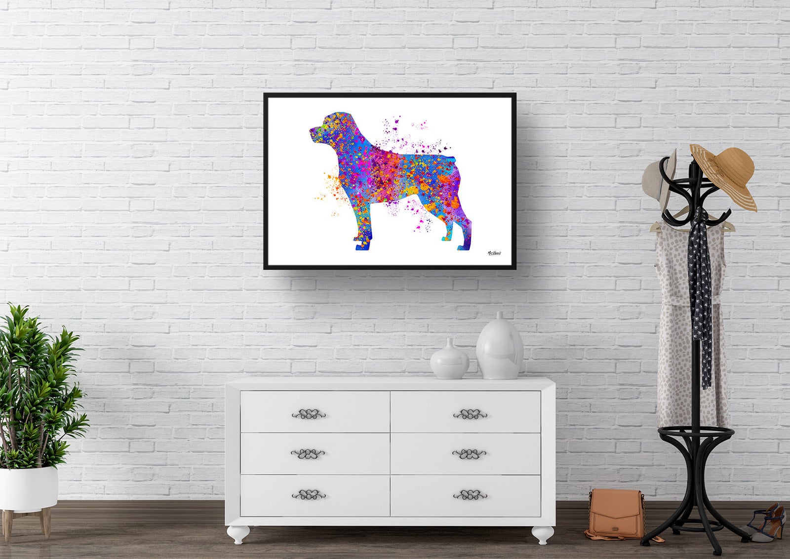 Rottweiler Watercolour Splash Print - Dog Inspired Framed & Unframed Wall Art 4 Rottweiler Watercolour Splash Print - Dog Inspired Framed & Unframed Wall Art - Image 3