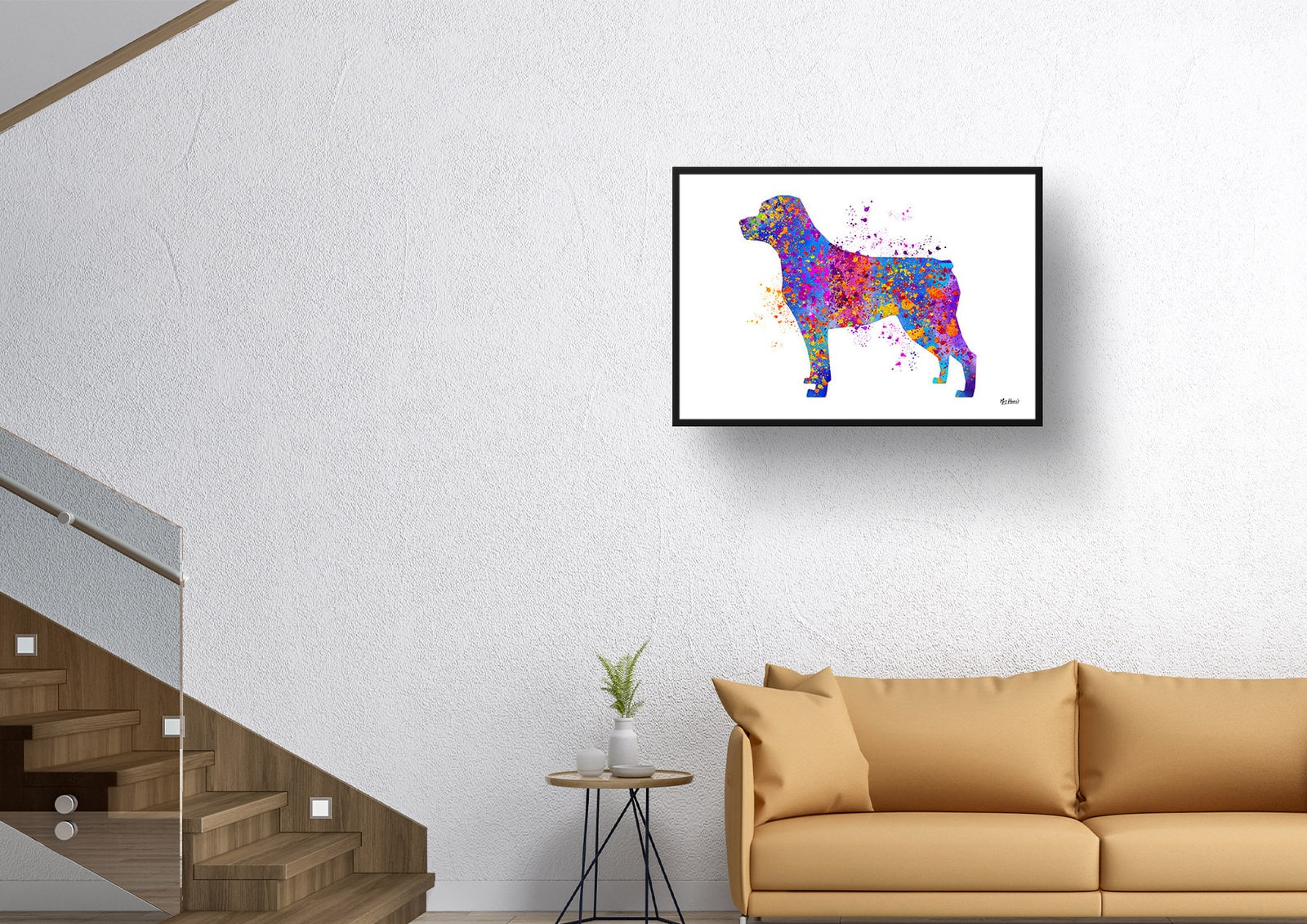 Rottweiler Watercolour Splash Print - Dog Inspired Framed & Unframed Wall Art 5 Rottweiler Watercolour Splash Print - Dog Inspired Framed & Unframed Wall Art - Image 4