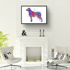 Rottweiler Watercolour Splash Print - Dog Inspired Framed & Unframed Wall Art 11 watercolour splash dogs rottweiler print landscape framed art print a4 office