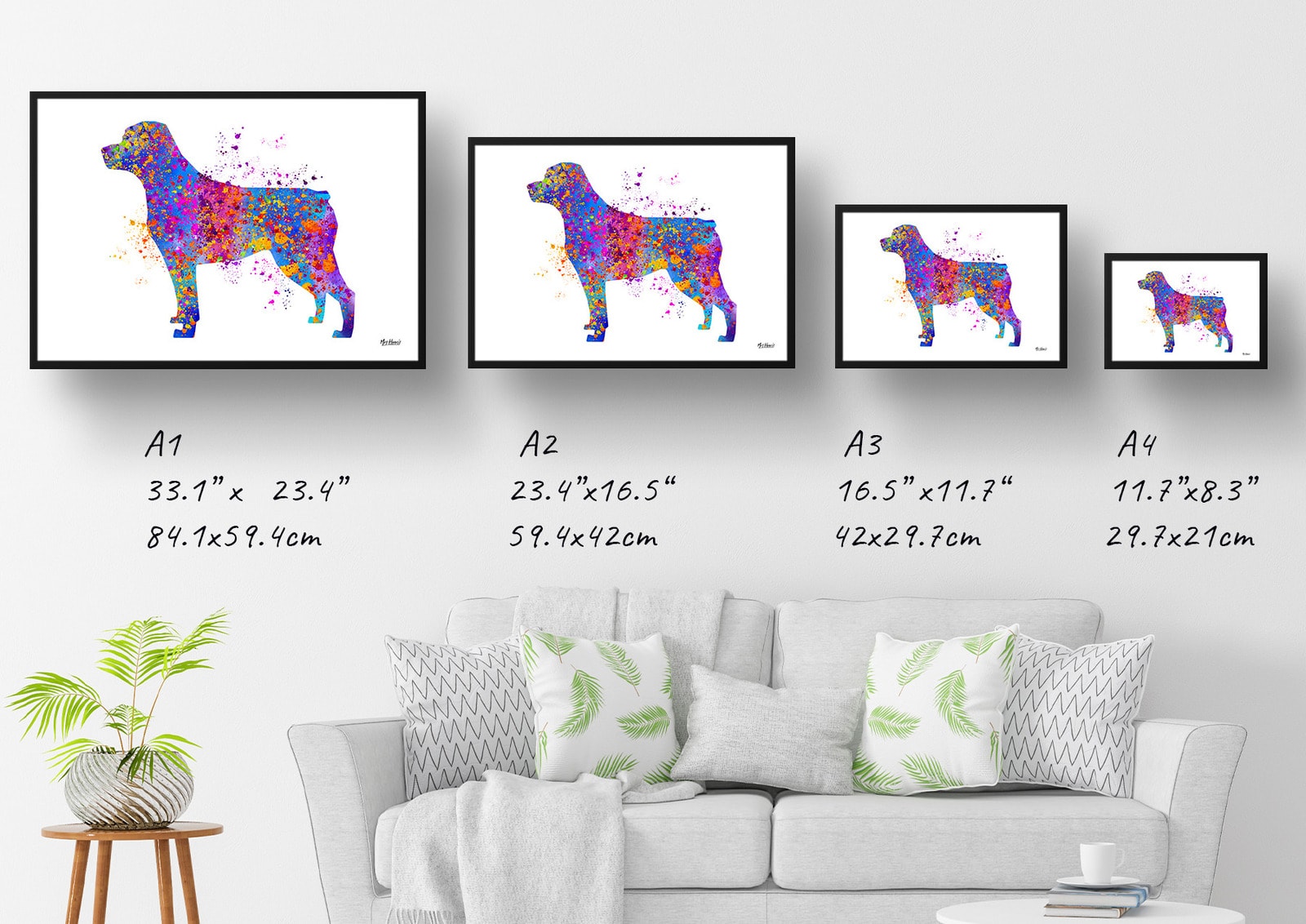 Rottweiler Watercolour Splash Print - Dog Inspired Framed & Unframed Wall Art 7 Rottweiler Watercolour Splash Print - Dog Inspired Framed & Unframed Wall Art - Image 6