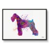watercolour splash dogs schnauzer framed art print front view white