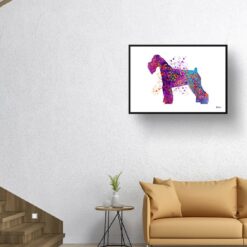 watercolour splash dogs schnauzer print landscape framed art print 40x28 living room